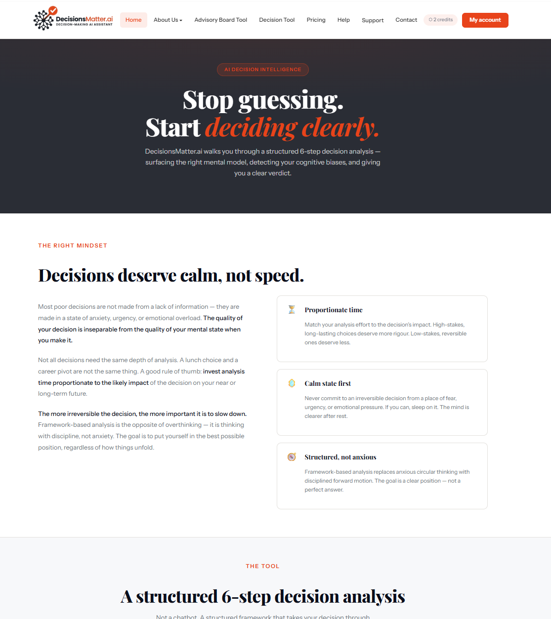 DecisionsMatter.ai — AI Decision Intelligence homepage